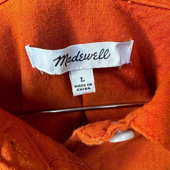 Madewell The Linen-Blend Oversized Shirt in burnt orange L - Picture 6 of 8